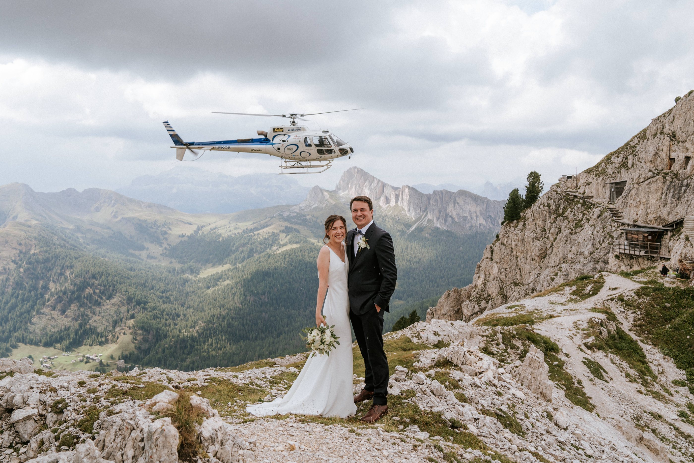 Editorial elopement moment in the Dolomites